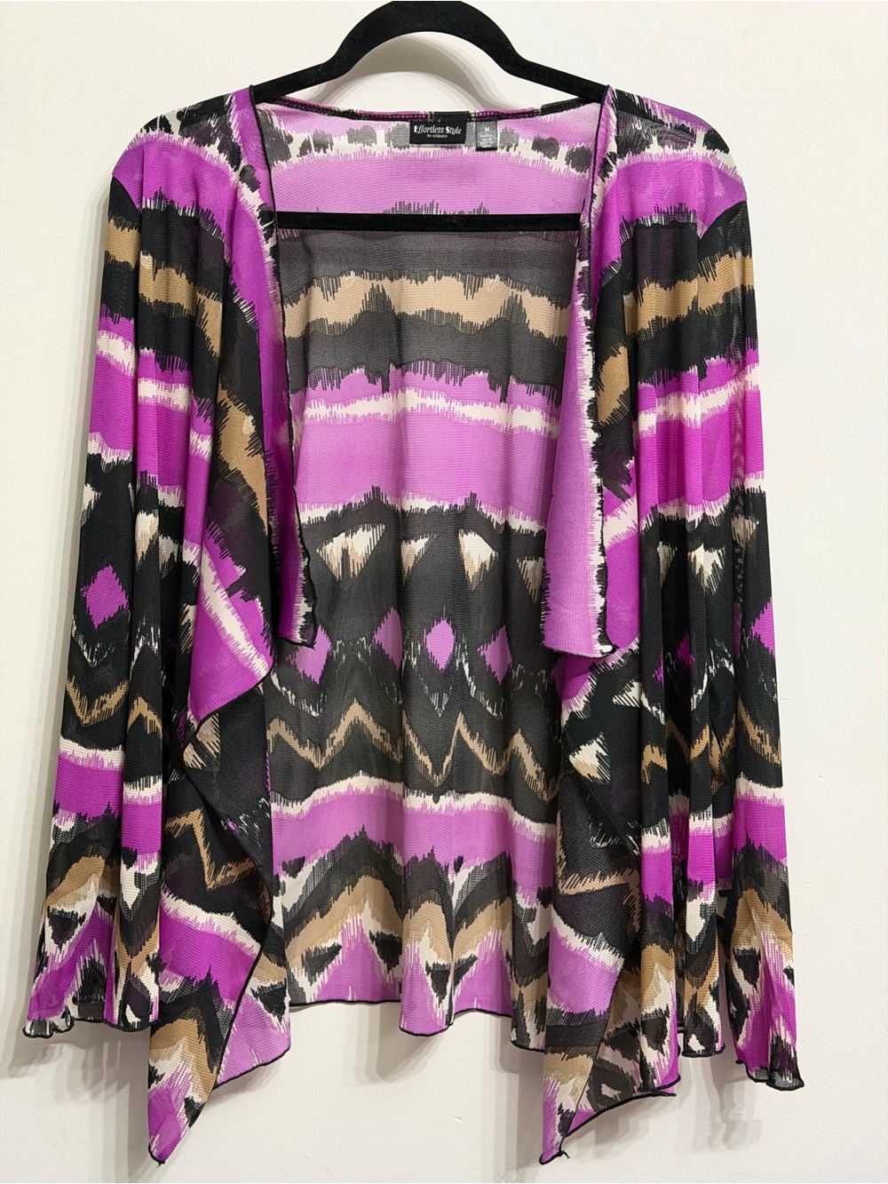 Floral Open-Front Cardigan - Purple Pattern